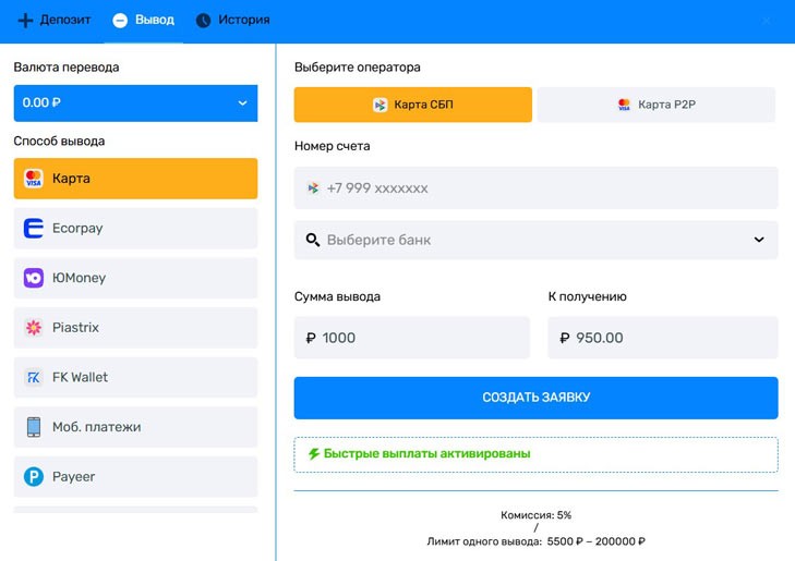 Финансовые инструменты в Bounty Casino